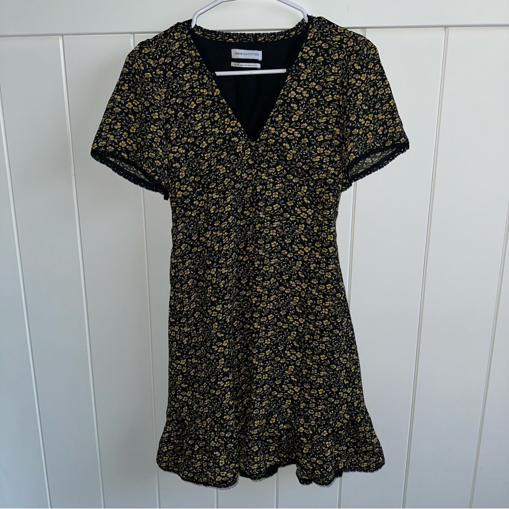Urban Outfitters Black and Yellow Floral Dress